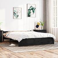 Bedframe massief hout zwart 140x190 cm - thumbnail