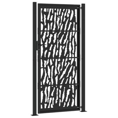 Poort met sporenontwerp 105x205 cm staal zwart Poort met sporenontwerp 105x205 cm staal zwart