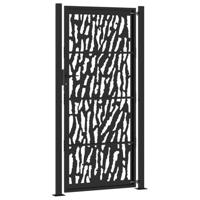 Poort met sporenontwerp 105x205 cm staal zwart - thumbnail