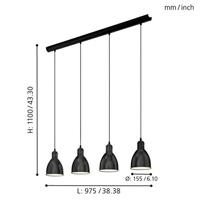 Eglo Landelijke hanglampPriddy 4-lichts zwart - 49466 - thumbnail