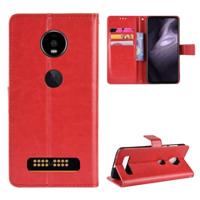 Retro Crazy Horse textuur horizontale Flip lederen draagtas voor Motorola Moto Z4 Play met houder & kaartsleuven & portemonnee & Lanyard (rood) - thumbnail