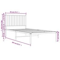 Bedframe met hoofdbord metaal zwart 90x200 cm - thumbnail