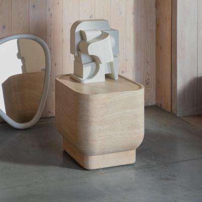 Zuiver Vierkante Bijzettafel 'Noble' Travertinlook, 45 x 45cm Zuiver Vierkante Bijzettafel 'Noble' Travertinlook, 45 x 45cm