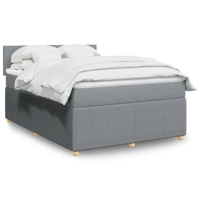 Boxspring met matras stof lichtgrijs 140x190 cm