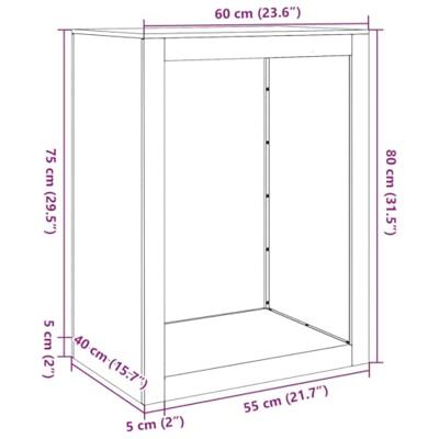 VidaXL Haardhoutrek 60x40x80 cm staal wit