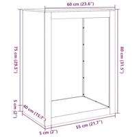Haardhoutrek 60x40x80 cm staal wit - thumbnail