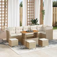 Tuinbankenset 10 pcs Beige poly rattan - thumbnail