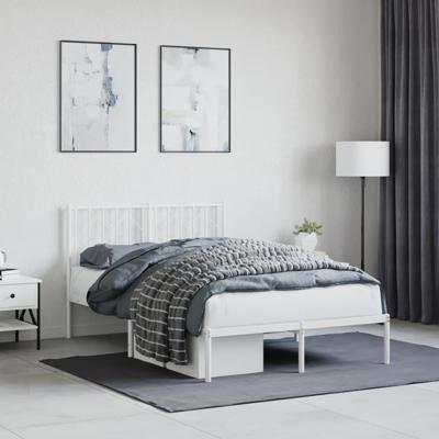 Bedframe met hoofdbord metaal wit 120x190 cm