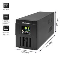 Qoltec 53770 UPS Line-interactive 1,5 kVA 900 W 2 AC-uitgang(en) - thumbnail