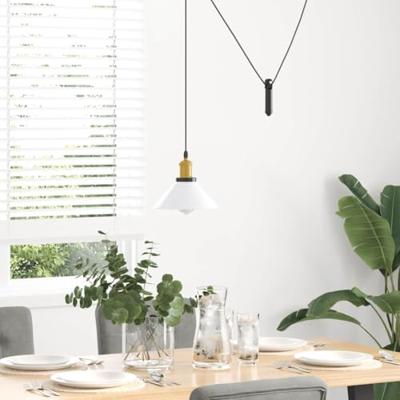 Hanglamp in hoogte verstelbaar E27 22 cm metaal glanzend wit Hanglamp in hoogte verstelbaar E27 22 cm metaal glanzend wit