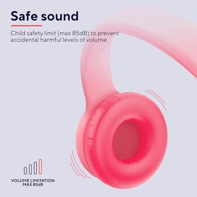 Trust Nouna Hoofdtelefoon met Kabel voor Kinderen 4-10 Jaar met Volumebegrenzing (85dB), On Ear Opvouwbare Headphones met In-line Microfoon en Stickers, Jack 3.5mm, voor Switch, Tablet, Muziek, Roze