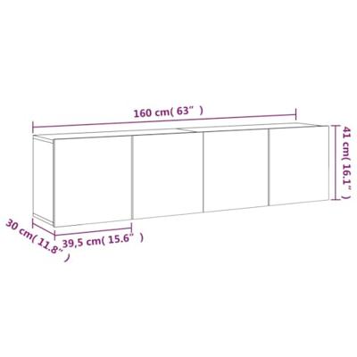 Tv-meubels 2 st wandgemonteerd 80x30x41 cm wit