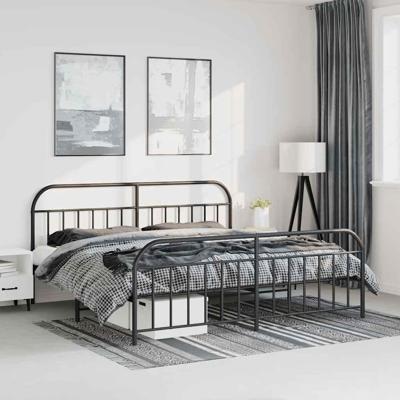 Bedframe met hoofd- en voeteneinde metaal zwart 193x203 cm Bedframe met hoofd- en voeteneinde metaal zwart 193x203 cm