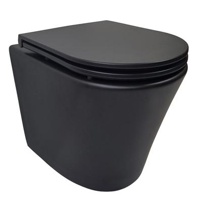 Astev Rimless Wandcloset BWS Mat Zwart Met Flatline Toiletzitting Softclose En Quick Release Mat Zwart Astev Rimless Wandcloset BWS Mat Zwart Met Flatline Toiletzitting Softclose En Quick Release Mat Zwart