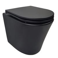 Astev Rimless Wandcloset BWS Mat Zwart Met Flatline Toiletzitting Softclose En Quick Release Mat Zwart - thumbnail