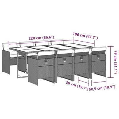 9-delige Tuinset poly rattan zwart