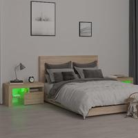 Nachtkastjes 2 st LED-verlichting 70x36,5x40 cm sonoma eiken - thumbnail