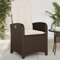 Tuinstoel verstelbaar met kussens poly rattan bruin - thumbnail