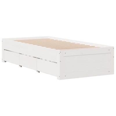 Bed met boekenkast zonder matras grenenhout wit 90x200 cm