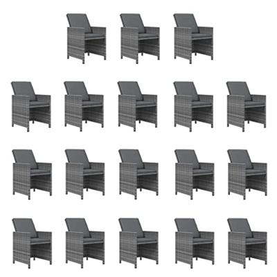 19-delige Tuinset met kussens poly rattan grijs