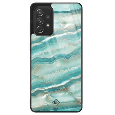 Samsung Galaxy A72 glazen hardcase - Marmer azuurblauw