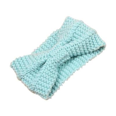 Winter gebreide hoofdband tulband vrouwen haak Bow breed Stretch Hairband Head Wrap (lichtgroen)