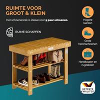 2-in-1 schoenenrek en bank gemaakt van acaciahout - 70 cm - thumbnail