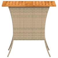 Tuintafel met acaciahouten blad 105x75x72 cm poly rattan beige - thumbnail