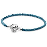 Pandora Moments 598951C01 Armband Seashell Clasp zilver-leder turquoise (3) 20,5 cm - thumbnail