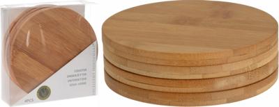 Excellent Houseware Onderzetterset bamboe 4-delig ø11,5cm