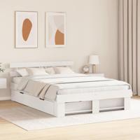 Bedframe met hoofdeinde Wit 150 x 200 cm Massief grenenhout - thumbnail