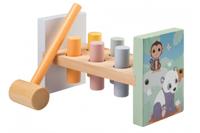 Cilgro Jouéco houten hamerbankje pound a peg met 6 spijltjes en hamer - thumbnail