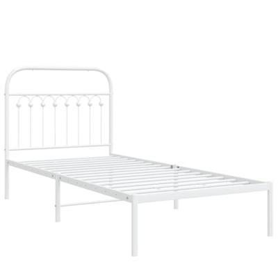 Bedframe met hoofdbord metaal wit 90x200 cm Bedframe met hoofdbord metaal wit 90x200 cm