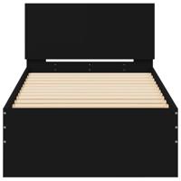 Bedframe met hoofdbord en LED-verlichting zwart 75x190 cm - thumbnail