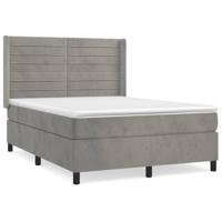 Boxspring met matras fluweel lichtgrijs 140x190 cm - thumbnail