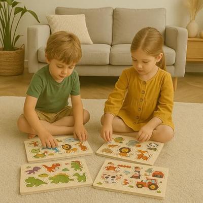 Houten Noppenpuzzel Thema, 6st.