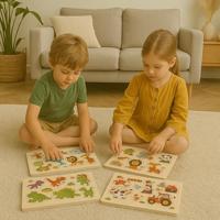 Houten Noppenpuzzel Thema, 6st. - thumbnail