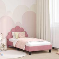 Bedframe voor kinderen met hoofdbord Roze 80 x 160 cm Fluweel - thumbnail