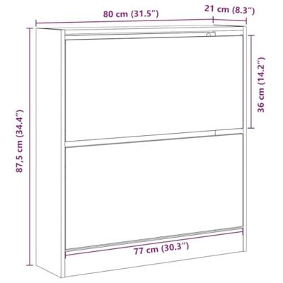 Schoenenkast met opslag Oud hout 80 x 21 x 87.5 cm Bewerkt hout