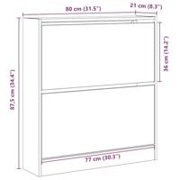 Schoenenkast met opslag Oud hout 80 x 21 x 87.5 cm Bewerkt hout - thumbnail