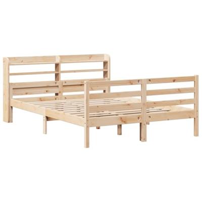Bedframe met hoofdbord massief grenenhout 150x200 cm