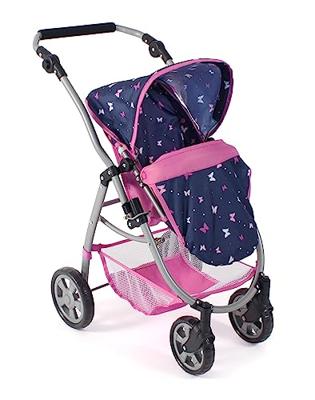 Combi-poppenwagen Emotion - Vlinders Navy Roze - thumbnail