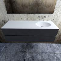 Zaro Sevilla Solid Surface badmeubel 150cm mat antraciet zonder kraangat spoelbak rechts - thumbnail