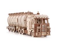 Eco Wood 3D Houten Puzzel Truck “Road King” met ronde Container-Semitrailer Modelbouw - thumbnail