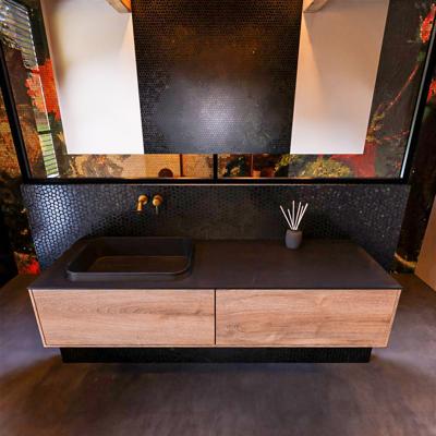 Badkamermeubelset Mondiaz Erin 150 cm met 2 Lades met RIDGE Wastafel Links Urban Zonder Kraangaten Greeploos Mat Washed Oak Badkamermeubelset Mondiaz Erin 150 cm met 2 Lades met RIDGE Wastafel Links Urban Zonder Kraangaten Greeploos Mat Washed Oak