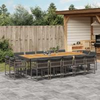 15-delige Tuinset met kussens poly rattan grijs - thumbnail
