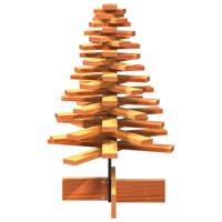 Kerstdecoratie kerstboom 80 cm massief grenenhout wasbruin - thumbnail