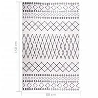 VidaXL Vloerkleed wasbaar anti-slip 80x150 cm zwart en wit - thumbnail