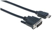 Manhattan 372510 DVI-kabel DVI / HDMI Adapterkabel DVI-D 24+1-polige stekker, HDMI-A-stekker 3.00 m Zwart Vergulde steekcontacten, UL gecertificeerd - thumbnail