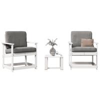 3-delige Loungeset massief grenenhout wit - thumbnail
